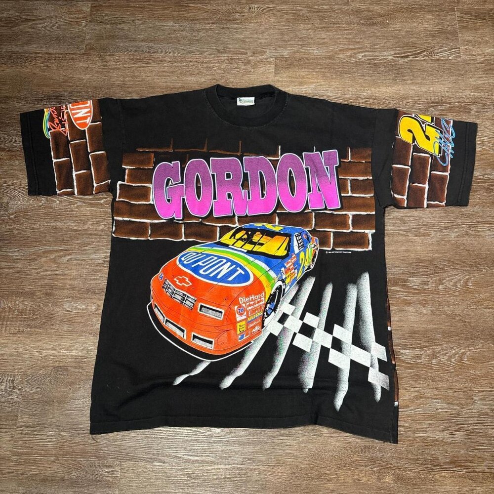 Vintage NASCAR AOP Tee 1994 Jeff Gordan 90s Racing Cars Mens Size XL